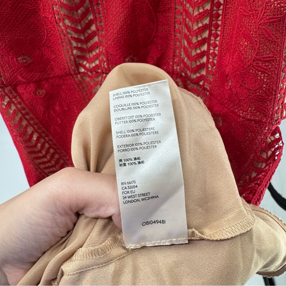 Anthropologie Georgia Vibrant Red‎ Crochet Lace Circle Dress Size 14 - Picture 7 of 10